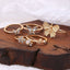 Diamond Butterfly Retro Pentagram Gold Plated Ring Set - 5 Pieces, Multiple Designs