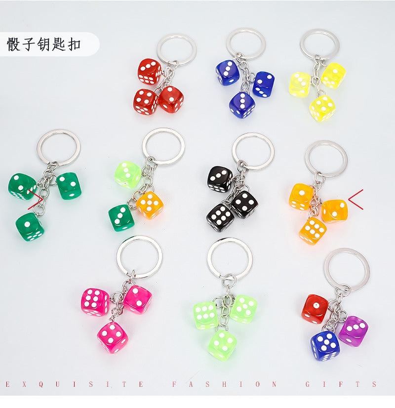 Dice Shaped Resin Keychain Accessory