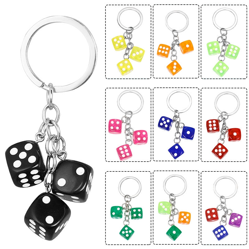 Dice Shaped Resin Keychain Accessory