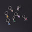 Fashion Animal Ear Cartilage Rings & Studs with Colorful Zircon Dinosaur Pendant, 316 Stainless Steel Copper Plated, 18g Piercing Jewelry