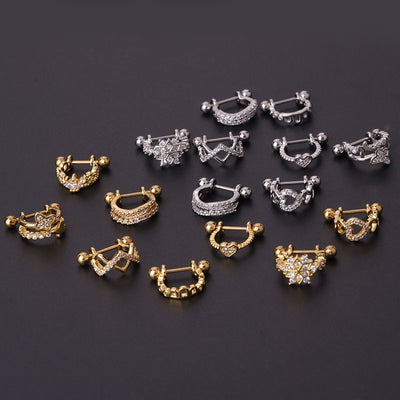 Fashion Crown 316 Stainless Steel Ear Cartilage Rings & Studs with Copper Plating, 20g Thin Rod Personalized Creative Ear Piercing Ornament