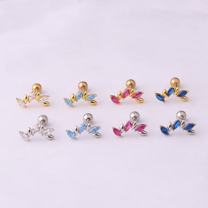 Geometric Zircon Stainless Steel Stud Earrings - Fashion Korean & European Style