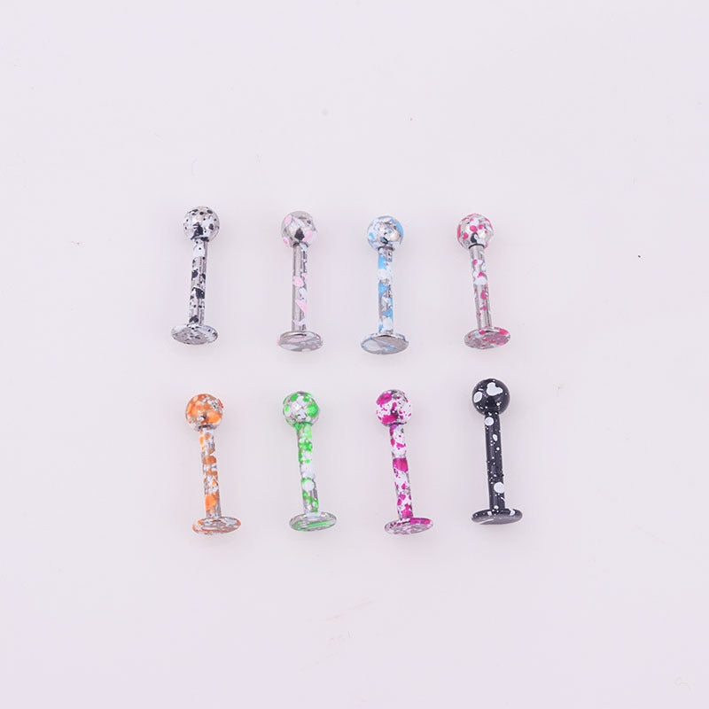 Geometric Stainless Steel Ear Cartilage and Lip Studs - 8 Colors Lacquered Finish