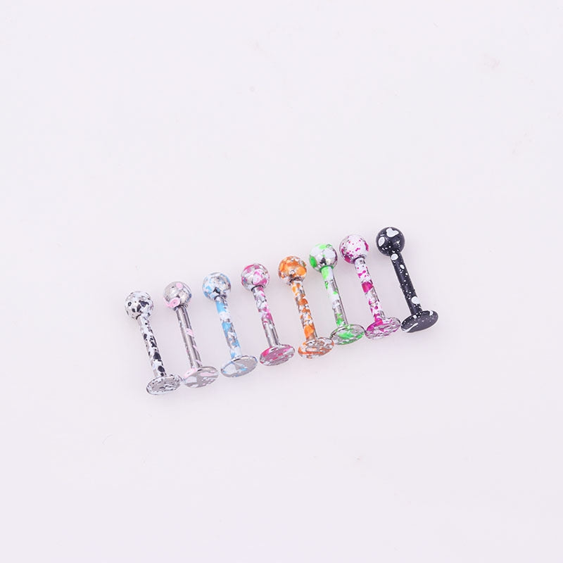 Geometric Stainless Steel Ear Cartilage and Lip Studs - 8 Colors Lacquered Finish