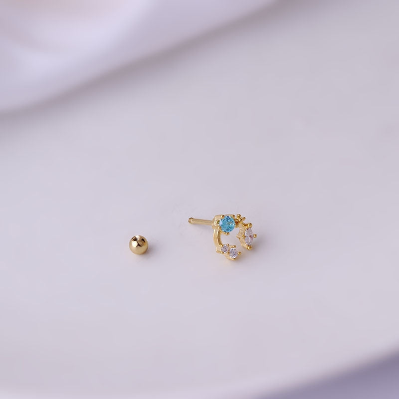 Geometric Zircon Ear Cartilage Rings & Studs in Stainless Steel and Titanium