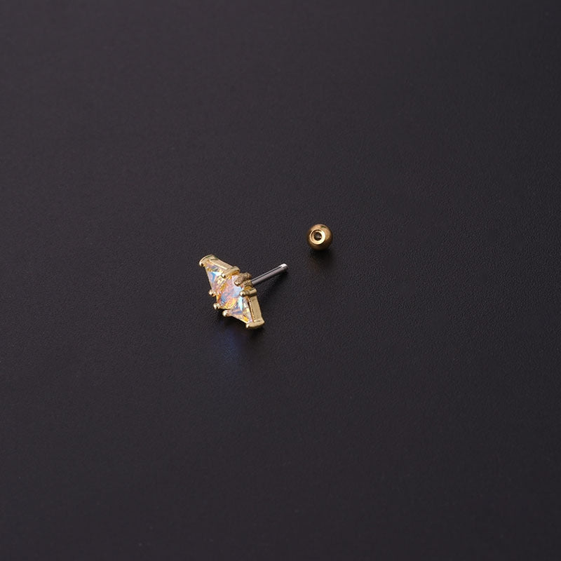 Geometric 316 Stainless Steel Ear Cartilage Rings & Studs with AB Zircon Screw Back