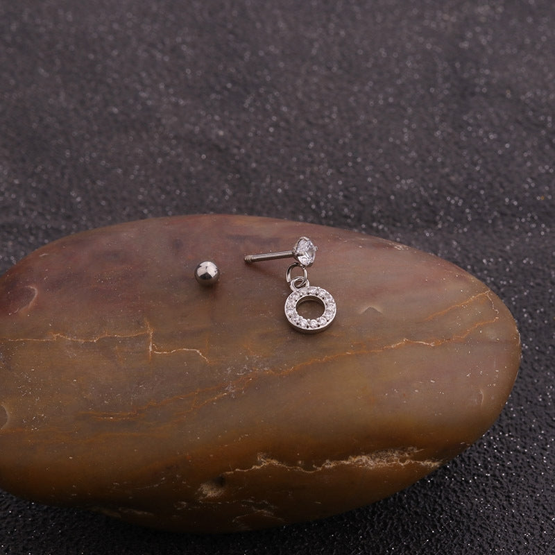 Floral Zircon Stainless Steel Cartilage and Stud Earrings Set