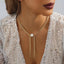 Elegant Artistic Tassel Alloy Pendant Necklace with Faux Pearl Accents