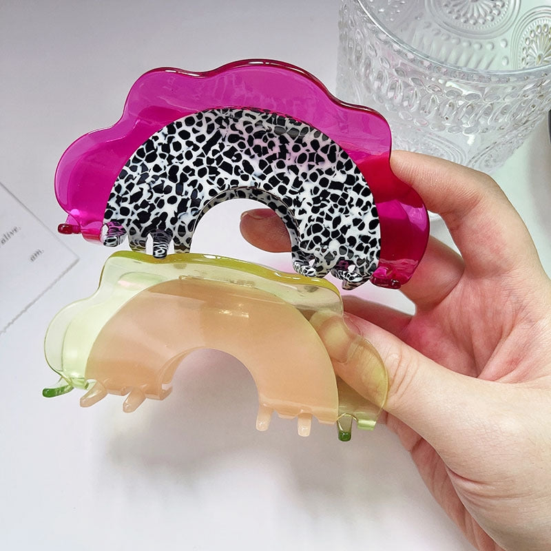 Elegant Streetwear Fruit Acetate Hair Claw Clips - Dragon Fruit & Cantaloupe Design