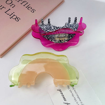 Elegant Streetwear Fruit Acetate Hair Claw Clips - Dragon Fruit & Cantaloupe Design