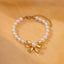 Elegant Titanium Steel Bow Knot Pearl Bracelet - 18K Gold-Plated Women's Jewelry