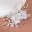 Elegant Bridal Flower Acrylic Pearl Beaded Hair Combs and Earrings Set