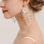 Elegant Bridal Flower Acrylic Pearl Beaded Hair Combs and Earrings Set