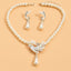 Elegant Bridal Imitation Pearl Rhinestone Jewelry Set - Necklace and Earrings