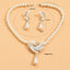 Elegant Bridal Imitation Pearl Rhinestone Jewelry Set - Necklace and Earrings