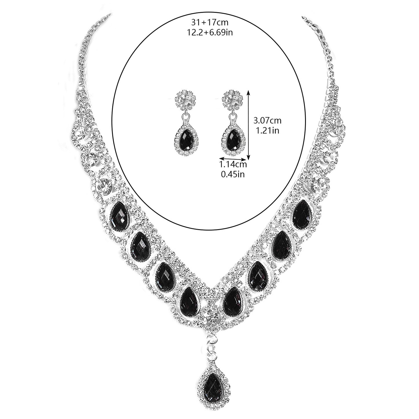 Elegant Bridal Rhinestone Necklace and Earrings Jewelry Set