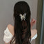 Elegant Pearl Rhinestone Butterfly Hair Claw Clip