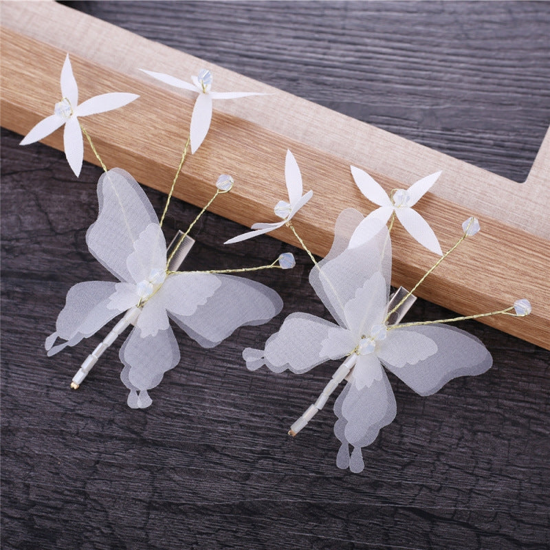 Elegant Crystal Beaded Butterfly Hair Clip for Brides