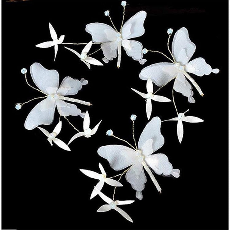 Elegant Crystal Beaded Butterfly Hair Clip for Brides