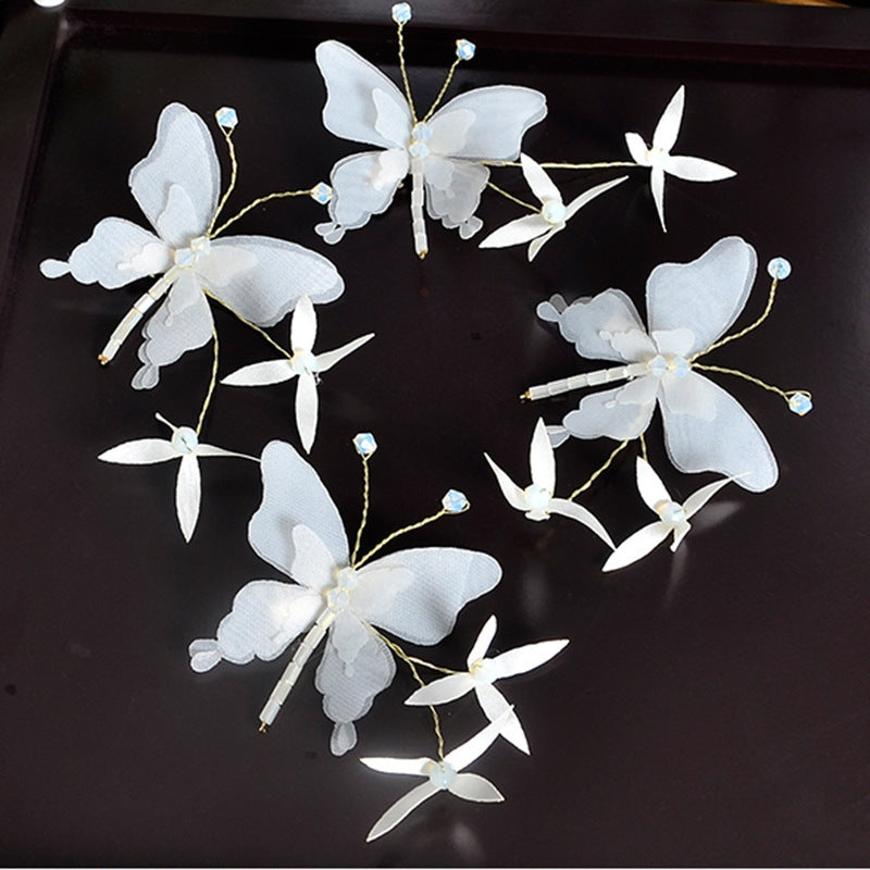 Elegant Crystal Beaded Butterfly Hair Clip for Brides