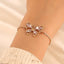 Elegant Pink Crystal Butterfly Bracelet - Fashionable Copper Hollow Design