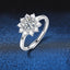 Elegant Flower Moissanite 18k Gold Plated Sterling Silver Ring