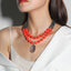 Elegant Geometric Acrylic Beaded Layered Pendant Necklace