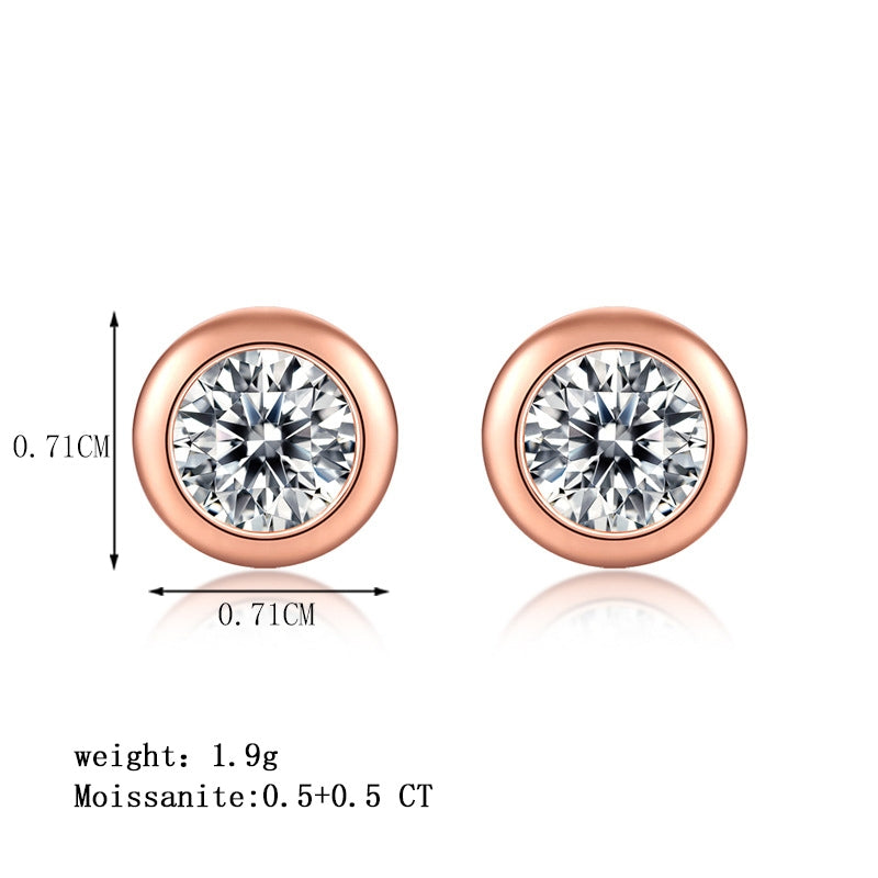 Elegant Classic Round Sterling Silver Moissanite Stud Earrings