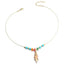 Elegant Shell Pendant Necklace with Turquoise Beads and Alloy Chain