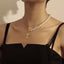 Elegant Cross Shell Pendant Layered Necklace with Artificial Pearls