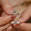 Elegant Crown Copper Inlay Zircon and S925 Silver Moissanite Couple Rings