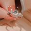 Elegant Crown Copper Inlay Zircon and S925 Silver Moissanite Couple Rings