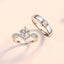 Elegant Crown Copper Inlay Zircon and S925 Silver Moissanite Couple Rings