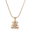 Elegant Bridal Bear Rhinestone Baroque Pearl Pendant Necklace