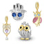 Elegant Hand of Fatima Owl Sterling Silver Bead Charm Bracelet Jewelry Accessories