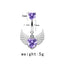 Elegant Butterfly Wings Zircon Rhinestone Belly Ring in White Gold Plated Stainless Steel