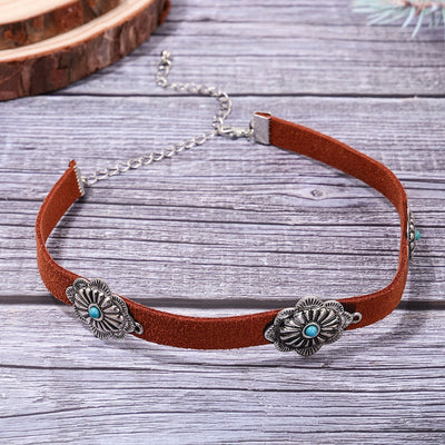 Elegant Geometric Turquoise Inlay Women's Choker Necklace