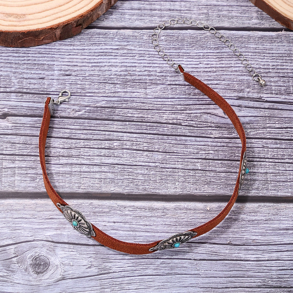 Elegant Geometric Turquoise Inlay Women's Choker Necklace