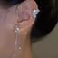 Elegant Rotating Flower Butterfly Rhinestone Tassel Ear Cuffs for Women