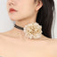 Elegant Floral Lace Women's Choker Necklace with Long Tie Design