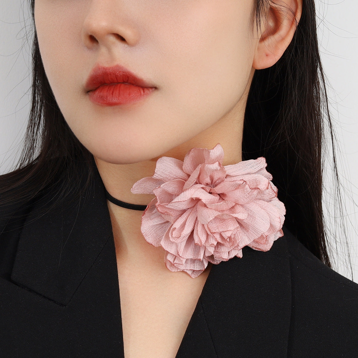 Elegant Korean Velvet Rose Flower Choker Necklace