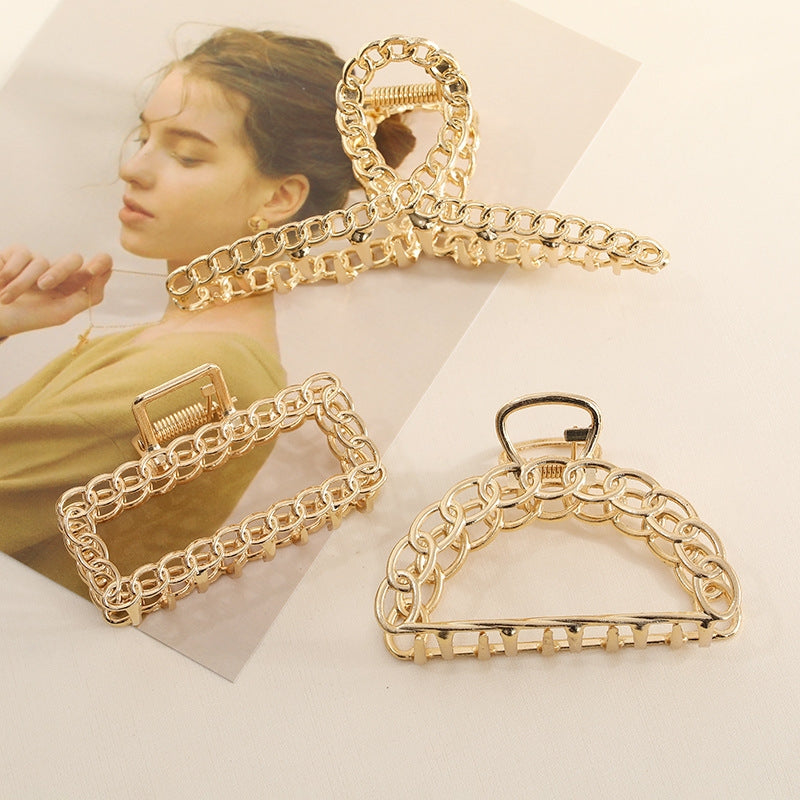 Elegant Geometric Gold Alloy Hair Claw Clip