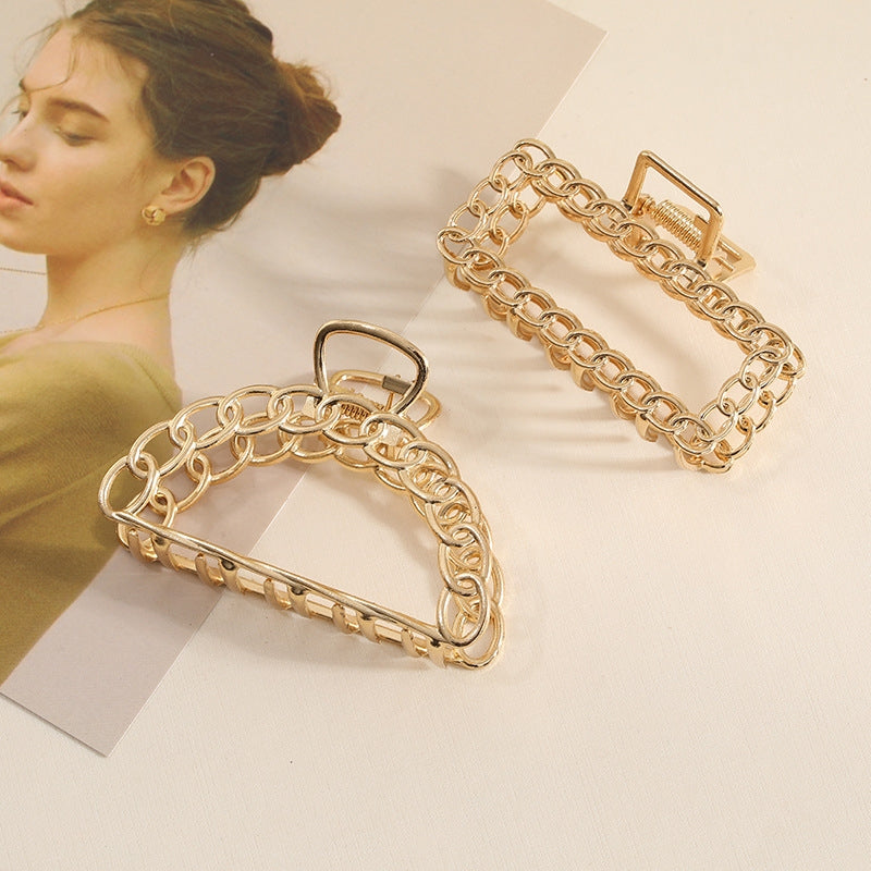 Elegant Geometric Gold Alloy Hair Claw Clip