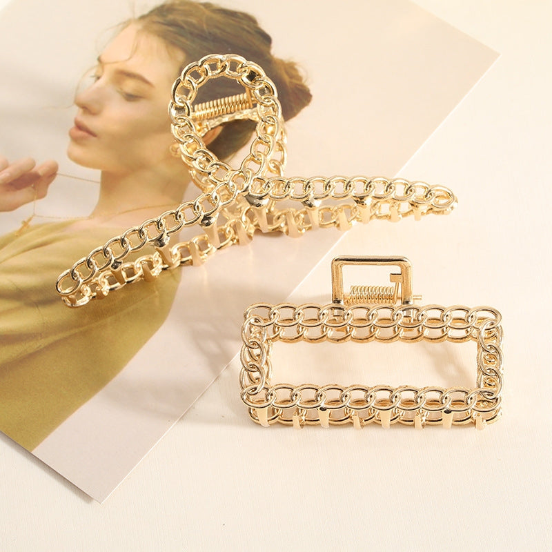 Elegant Geometric Gold Alloy Hair Claw Clip