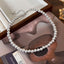 Elegant Geometric Pearl Alloy Beaded White Gold Plated Necklace