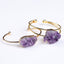 Elegant Geometric Gold Plated Crystal Amethyst Adjustable Bangle Bracelet