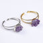 Elegant Geometric Gold Plated Crystal Amethyst Adjustable Bangle Bracelet