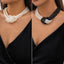 Elegant Geometric Multi-Layered Faux Pearl Beaded Women's Choker Necklace