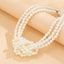 Elegant Geometric Multi-Layered Faux Pearl Beaded Women's Choker Necklace