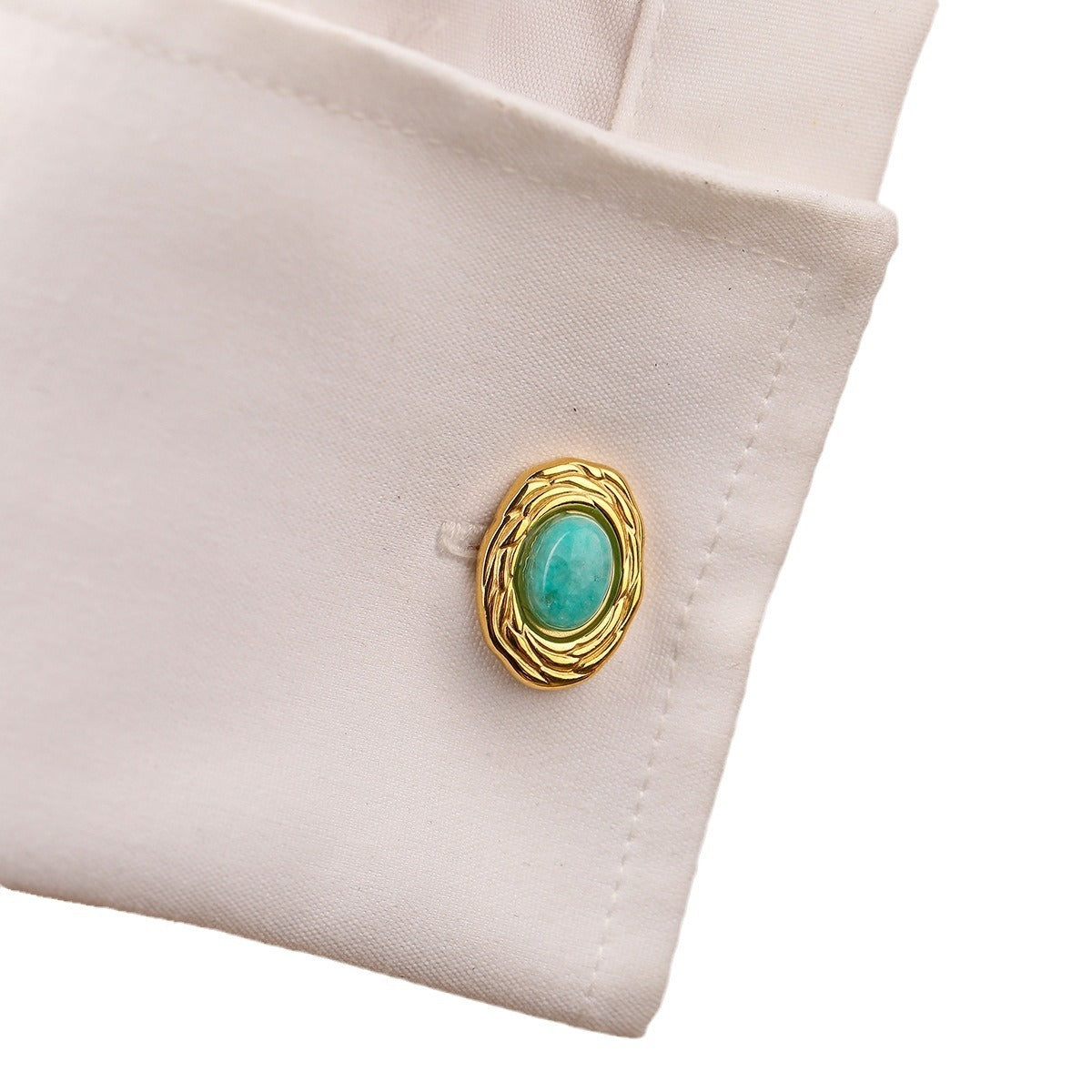 Elegant Turquoise Geometric Stainless Steel Unisex Cufflinks